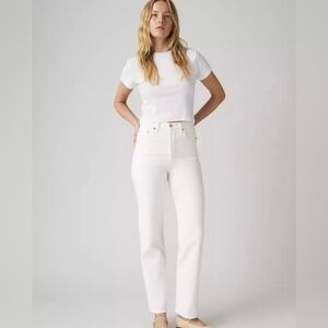 Levi's Ribcage Straight Ankle Jeans Ultra High Waist White Wash 29"x27" Anthro